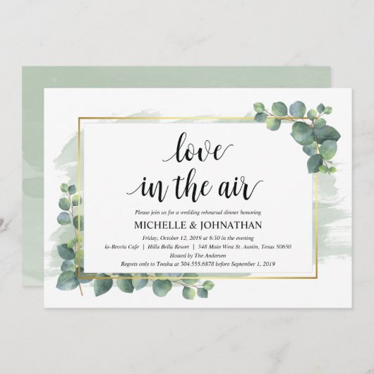 Eukalyptus Wedding Probe Dinner Einladung (Vorne/Hinten)