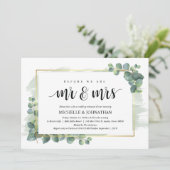 Eukalyptus Wedding Probe Dinner Einladung (Stehend Vorderseite)