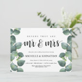 Eukalyptus Wedding Probe Dinner Einladung (Stehend Vorderseite)