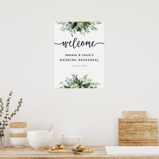 Eukalyptus Wedding Probe Dinner Willkommenszeichen Poster (Küche)