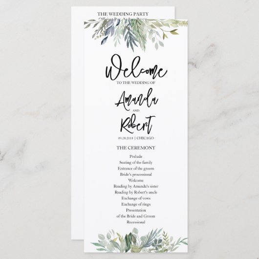 Eukalyptus Wedding Program (Vorne/Hinten)