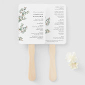 Eukalyptus Wedding Program Fächer (Vorne und Hinten)