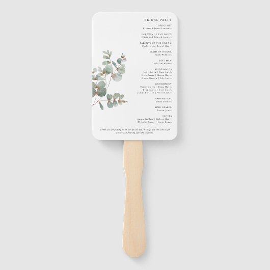 Eukalyptus Wedding Program Fächer (Rückseite)