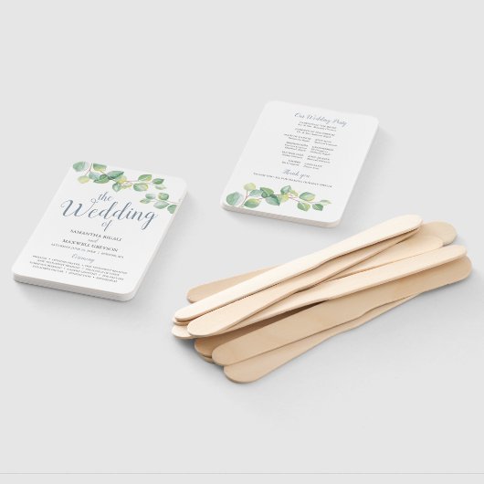 Eukalyptus Wedding Program Fan Fächer (Non-assembled)