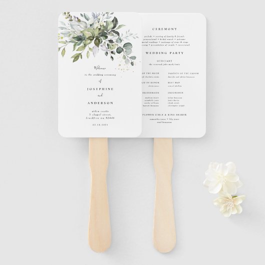Eukalyptus Wedding Program Fan Fächer (Vorne und Hinten)