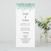 Eukalyptus Wedding Program für elegante Blumengrün Programm (Stehend Vorderseite)