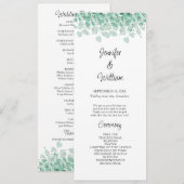Eukalyptus Wedding Program für elegante Blumengrün Programm (Vorne/Hinten)