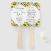 Eukalyptus Wedding Program für elegante Sonnenblum Fächer (Vorne und Hinten)