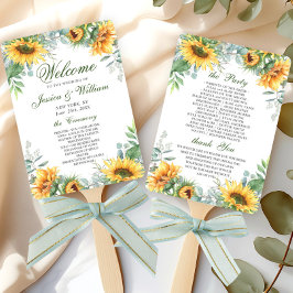 Eukalyptus Wedding Program für elegante Sonnenblum Fächer