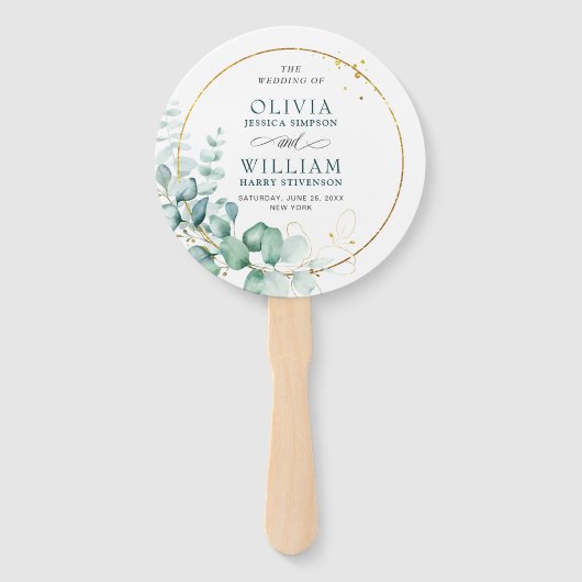 Eukalyptus Wedding Program für Elegantes Watercolo Fächer (Vorderseite)