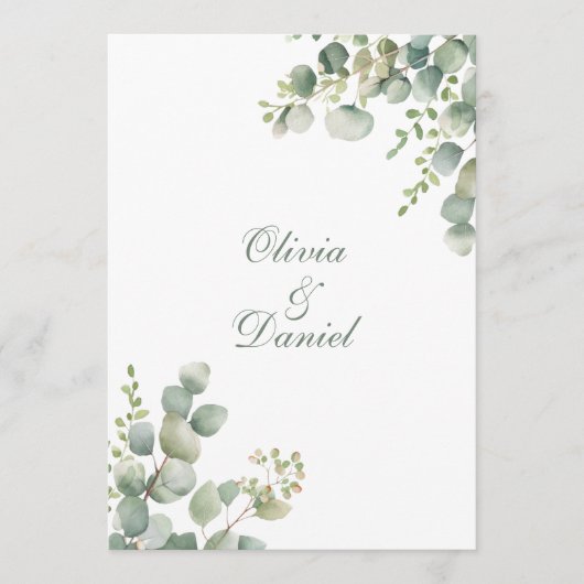 Eukalyptus Wedding Program für moderne Grünpflanze Programm (Vorderseite)
