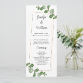 Eukalyptus Wedding Program Watercolor Greenery Programm (Stehend Vorderseite)