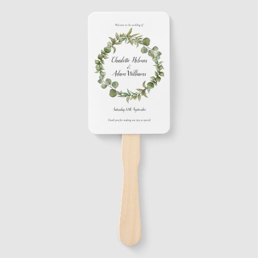 Eukalyptus Wedding Program Woodland Greenery Fächer (Vorderseite)