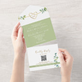 Eukalyptus Wedding QR Code All In One Einladung (Abreißen)