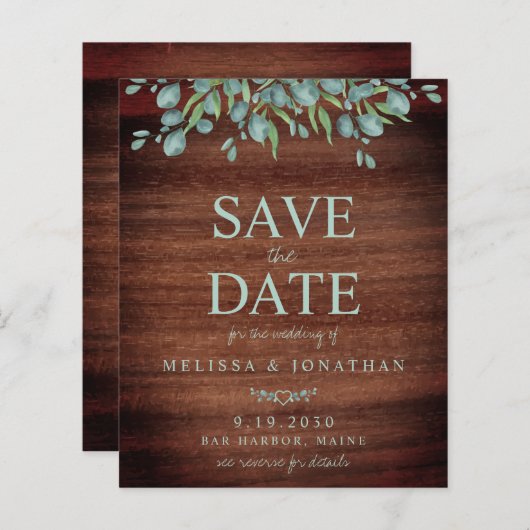 Eukalyptus Wedding QR Code Save the Date (Vorne/Hinten)