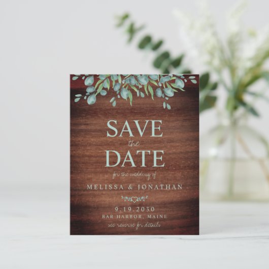 Eukalyptus Wedding QR Code Save the Date (Stehend Vorderseite)