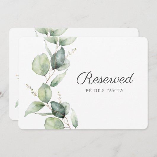 Eukalyptus Wedding Reception Bride Reservierte Kar (Vorne/Hinten)