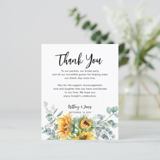 Eukalyptus Wedding Reception Card (Stehend Vorderseite)