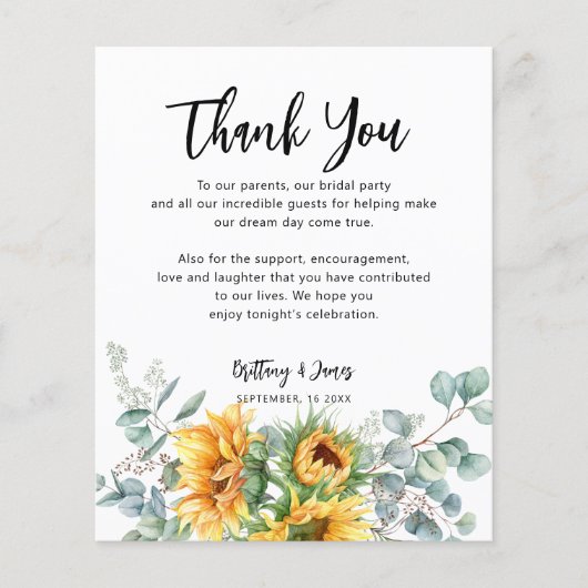 Eukalyptus Wedding Reception Card (Vorderseite)