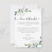 Eukalyptus Wedding Reception Table Danke Karte (Vorderseite)