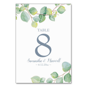 Eukalyptus Wedding Reception Tischnummer