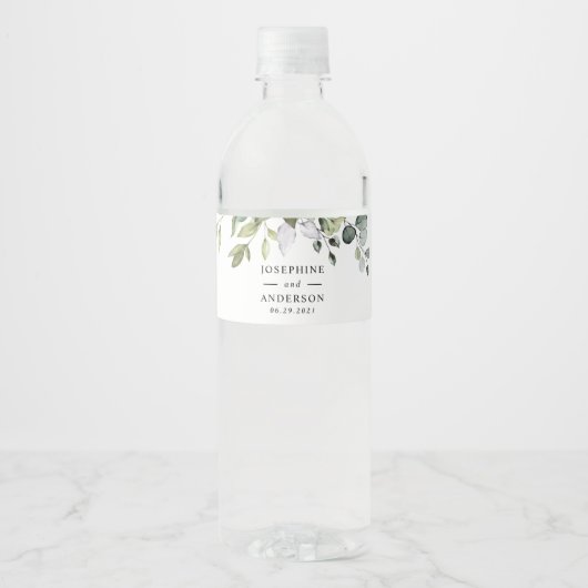 Eukalyptus Wedding Reception Wasser Flasche Etiket Wasserflaschenetikett (Vorderseite)