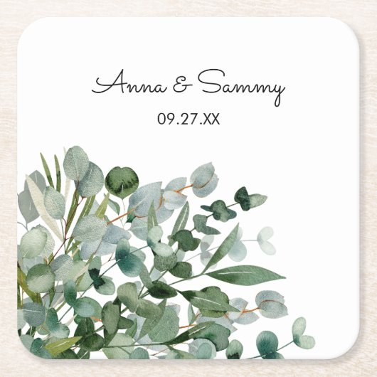 Eukalyptus Wedding Rechteckiger Pappuntersetzer (Vorderseite)