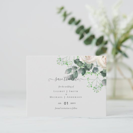 Eukalyptus Wedding Rett Dates Postkarte (Stehend Vorderseite)