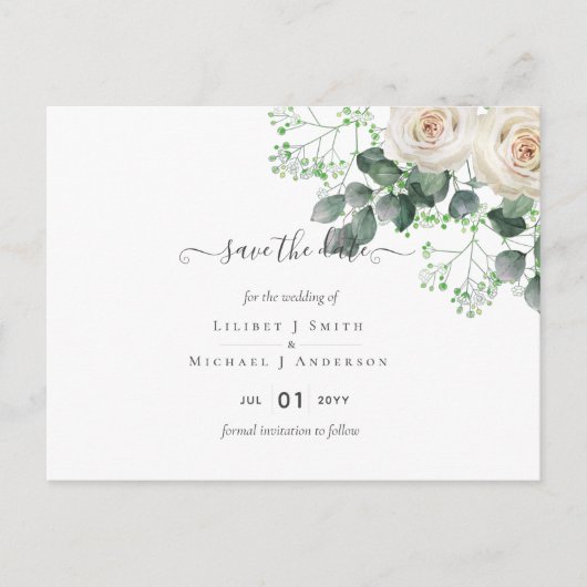 Eukalyptus Wedding Rett Dates Postkarte (Vorderseite)