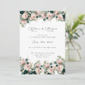 Eukalyptus Wedding Rose Garden Einladung (Stehend Vorderseite)