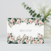 Eukalyptus Wedding Rose Garden RSVP Karte (Stehend Vorderseite)