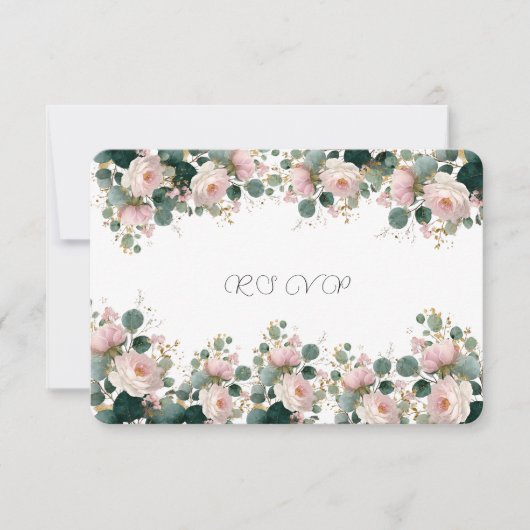 Eukalyptus Wedding Rose Garden RSVP Karte (Vorderseite)