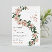 Eukalyptus Wedding Rose Gold Folieneinladung (Stehend vorne)
