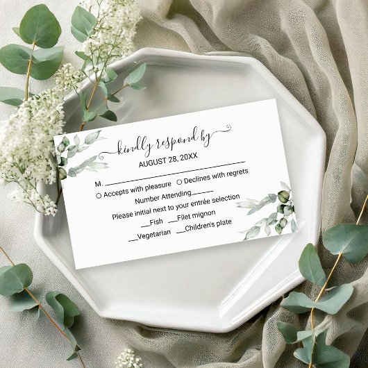 Eukalyptus Wedding RSVP Begleitkarte