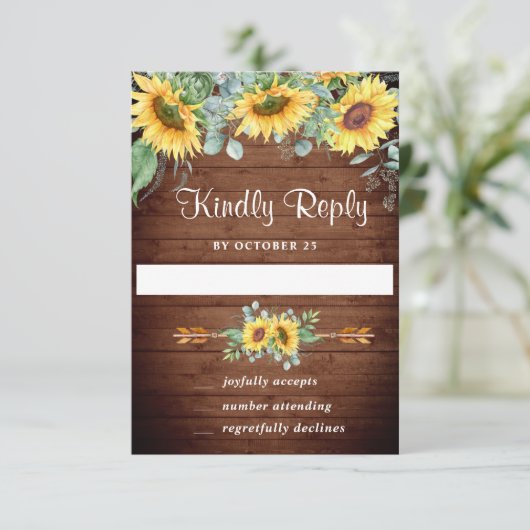 Eukalyptus Wedding RSVP Card (Stehend Vorderseite)