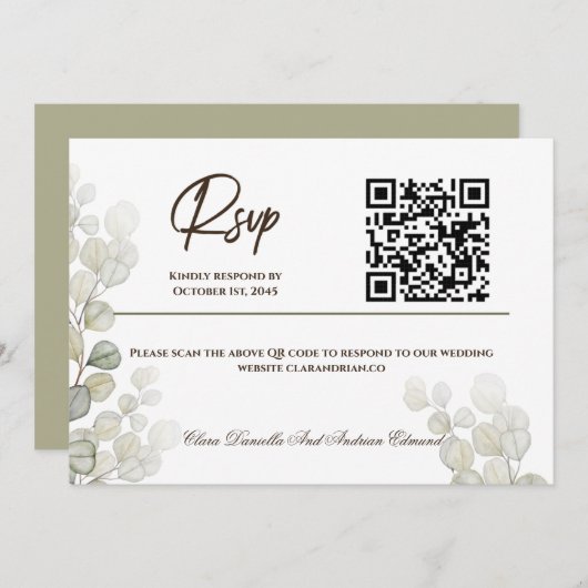Eukalyptus Wedding RSVP Card Einladung (Vorne/Hinten)