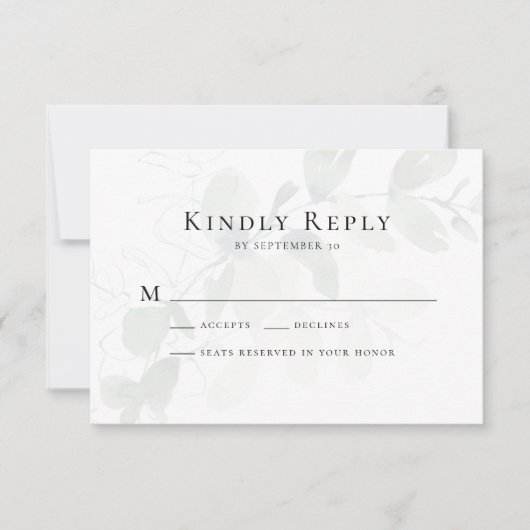 Eukalyptus Wedding RSVP Card Mitteilungskarte (Vorderseite)