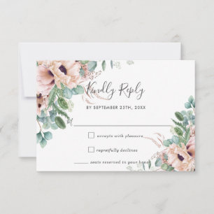 Eukalyptus Wedding RSVP Card Rusticum Blush Blume Karte