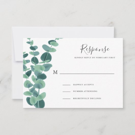 Eukalyptus Wedding RSVP Cards Karte (Vorderseite)