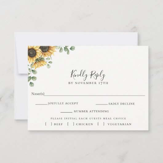 Eukalyptus Wedding RSVP Essenskarte Karte (Vorderseite)