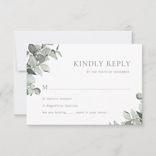 Eukalyptus Wedding RSVP Karte (Vorderseite)