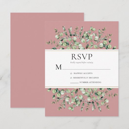 Eukalyptus Wedding RSVP Karte (Vorne/Hinten)