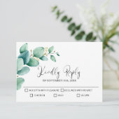 Eukalyptus Wedding RSVP Karte (Stehend Vorderseite)