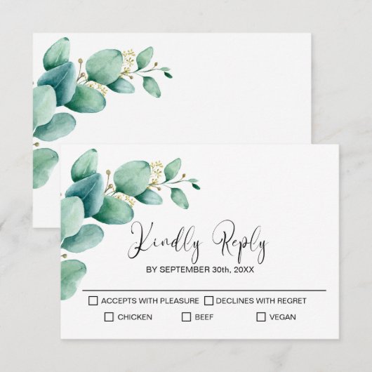 Eukalyptus Wedding RSVP Karte (Vorne/Hinten)