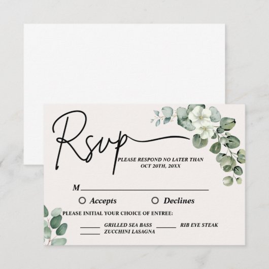 Eukalyptus Wedding RSVP Karte (Vorne/Hinten)