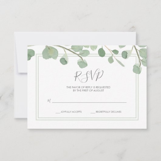 Eukalyptus Wedding RSVP Karte (Vorderseite)