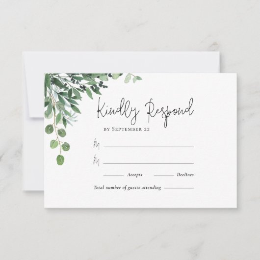 Eukalyptus Wedding RSVP Karte (Vorderseite)