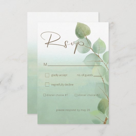 Eukalyptus Wedding RSVP Karte (Vorne/Hinten)