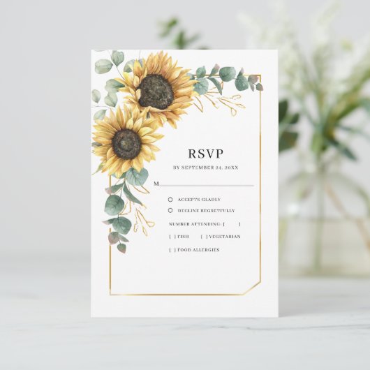 Eukalyptus Wedding RSVP Karte (Stehend Vorderseite)