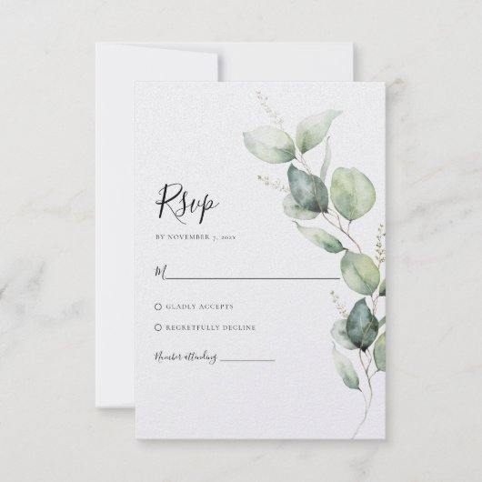 Eukalyptus Wedding RSVP Karte (Vorderseite)